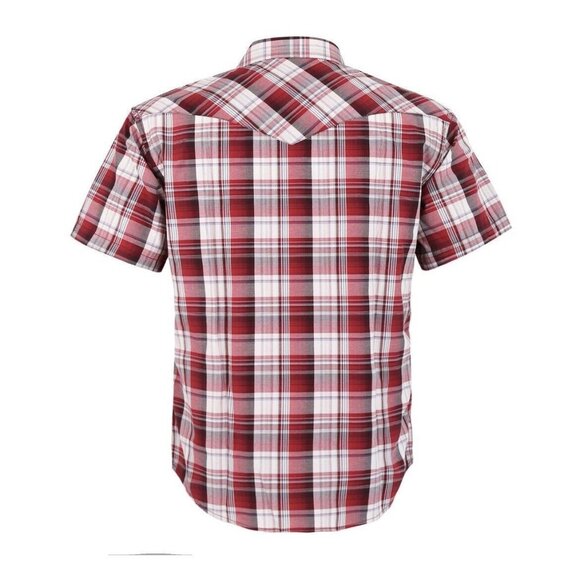COEVALS CLUB Men's Western red Plaid Pearl Snap Buttons sz S short sleeves cowbo - Picture 3 of 5